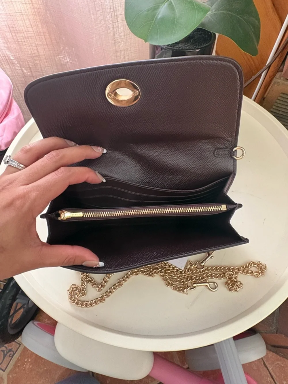 Coach Purple Shoulder Bag Gold Chain Strap Turn Lock Accent Detachable Strap - Picture 8 of 11